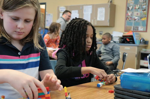 Students work with Lego